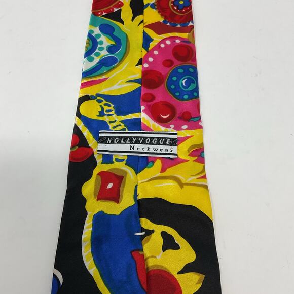 Vintage Hollyvogue 100% Silk Men Abstract Tie Jewels Luxury Necktie  Geometric - Picture 3 of 6